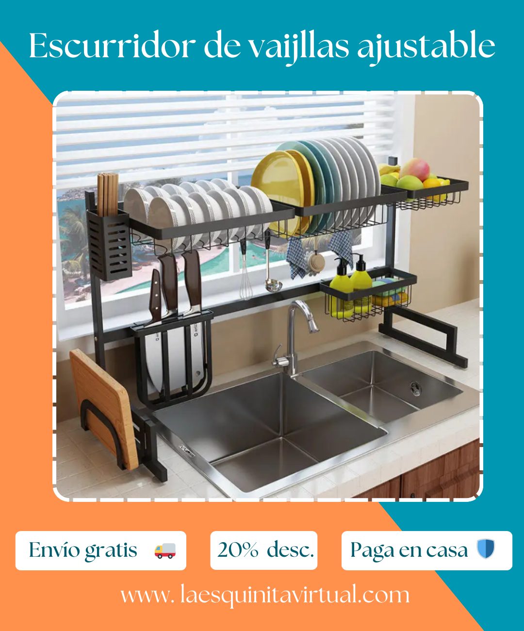COMBO ESCURRIDOR + SET DE CUCHILLOS