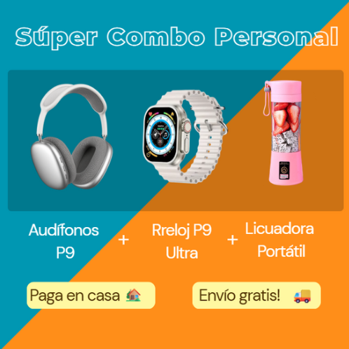 COMBO AURICULARES + RELOJ + LICUADORA